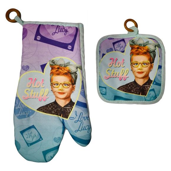 I Love Lucy Hot Stuff Pot Holder & Oven Mitt Set - Picture 1 of 1